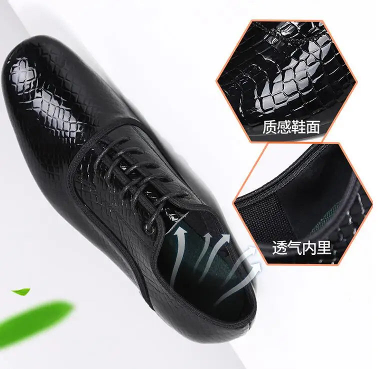 XIHAHA New Fashion Style Men's Latin Dance Shoes Leather Ballroom Tango Male Latin Dancing Shoe for Man Boy Sneaker Jazz Shoes
