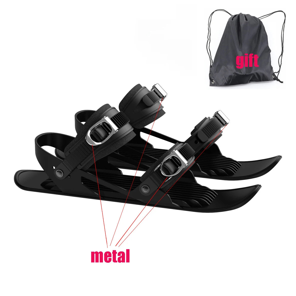 Mini Short Ski Skates Skis Boots Skiboards Adjuatable Adults Short Shoe Snowblades Portable for Winter Outdoor Sports Snow Board