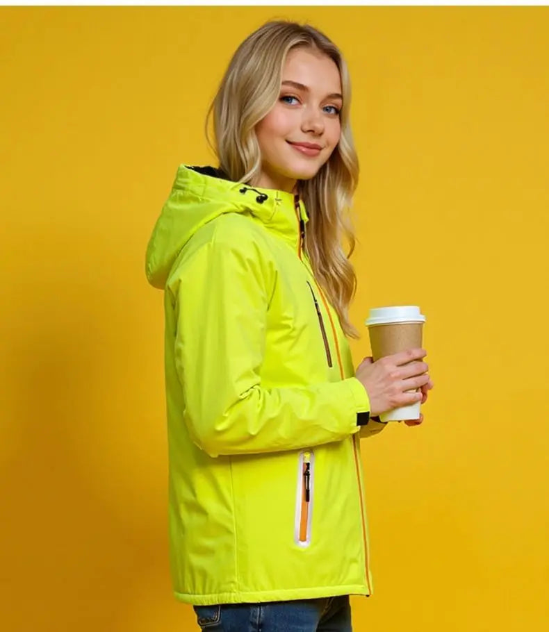Unisex Fleece Lined Solid Color Jacket, Plus Size Windproof Delivery Coat for Hiking, Custom Logo Winter Set