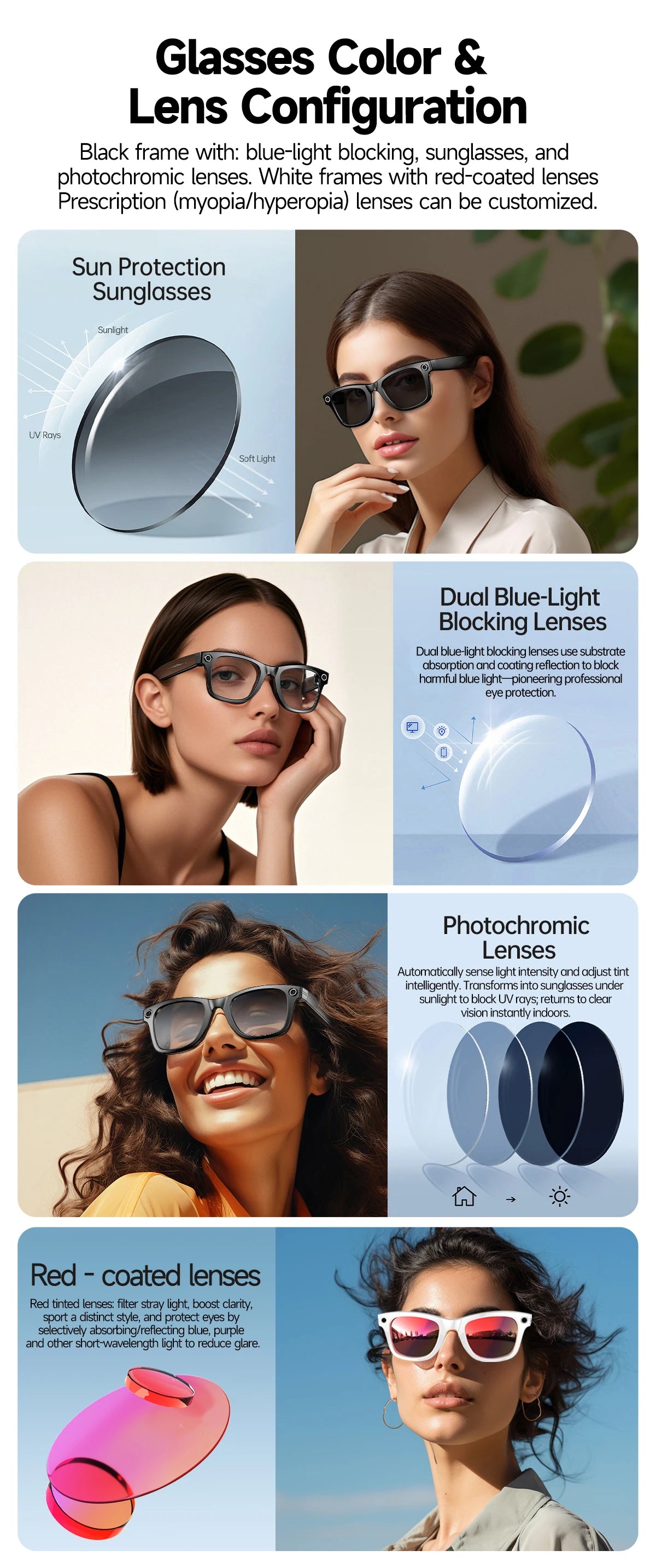New 800W Camera AI Glasses Men Color-Changing Smart Translation Glasses Photo Video Recording Waterproof Call Smart Sunglasses