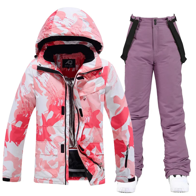 Ski Suit Women Winter Warm Waterproof Outdoor Sports Snow Jackets and Pants Hot Ski Equipment Snowboard Down Jacket Female Brand