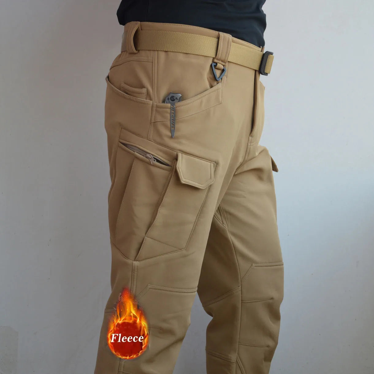 2024 Men Winter Waterproof Climbing SkiingTrekking Fleece Fishing Tactical Sharkskin Cargo Pants Jackets Camping Hiking Trousers
