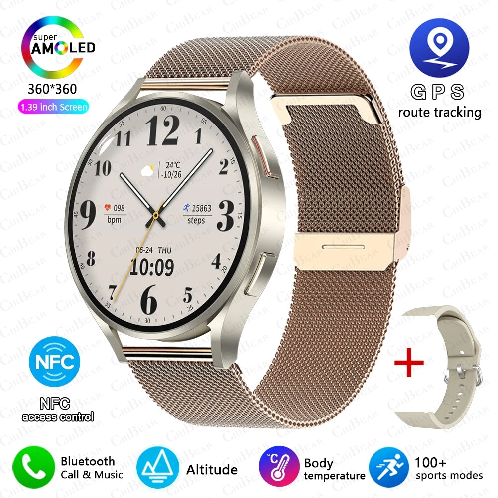 2025 New Bluetooth Call Smart Watch 6 Classic Men AMOLED HD Screen AI Voice Assistant Bluetooth Call NFC GPS Smartwatch Women