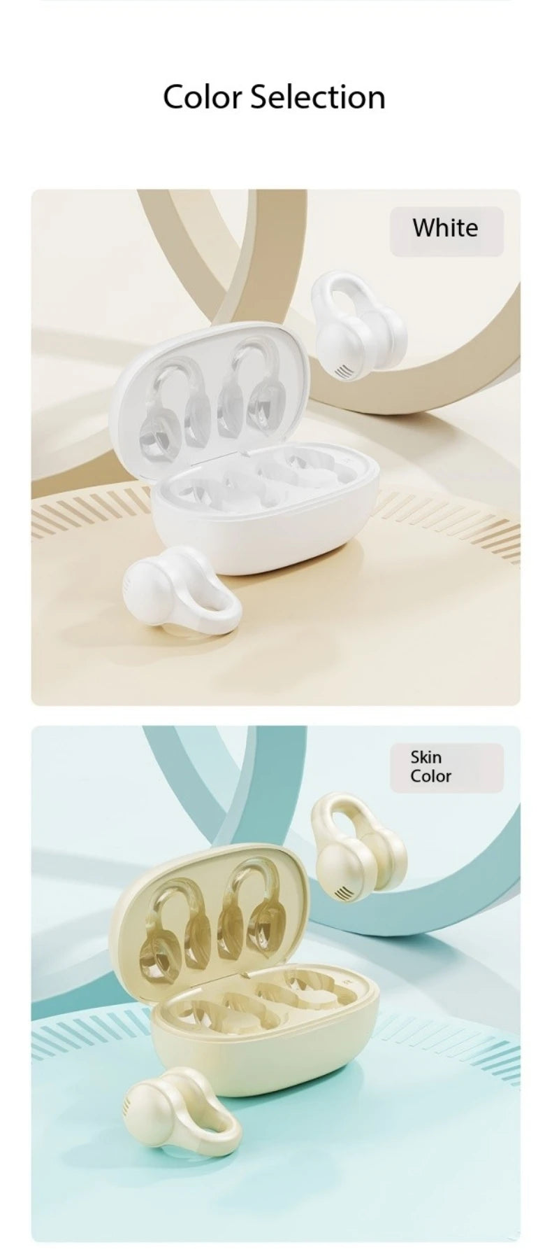 New Mirror-Style Digital Display Soft Silicone Ear Clip Wireless Bluetooth Headphones with Noise Reduction, High-Definition, and Lossless for Sports
