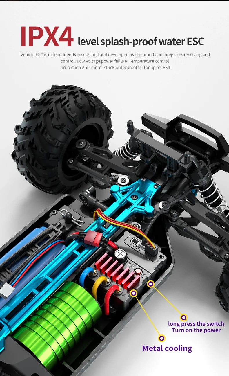 4WD 1:16 80KM/H Super Brushless 50KM/H Brushed RC Car 4x4 Off Road Remote Control High Speed Drift Racing Truck Toy Kids Adults