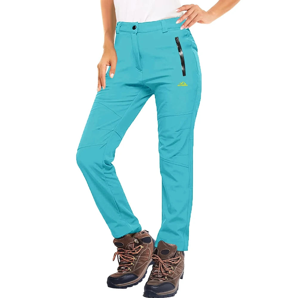 MAGCOMSEN Women's Ski Pants Winter Fleece Lined Waterproof Warm Snow Trekking Hiking Pants Outdoor Trousers Female