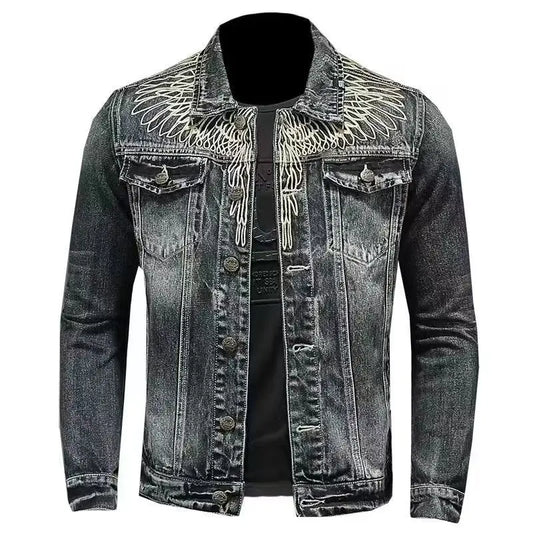 High quality Padded Denim Jackets Man Warm Button Korea Elatic Clothing  Lxury Worn Washed Cowboy Coat for Men