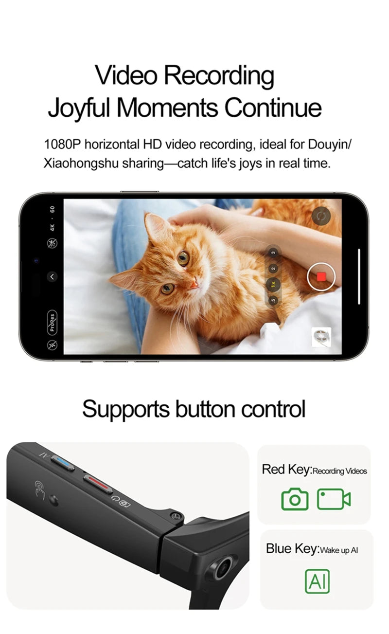 Lenovo 8K HD Smart Glasses Bluetooth music listening Voice Assistant Control 800MP Camera Bluetooth Call Translation Sunglasses