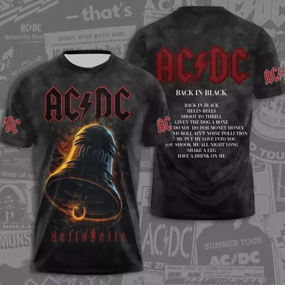 Men's Rock Band T-shirt Summer Trend Street Round Neck Short Sleeved Tops Loose Unisex Clothing
