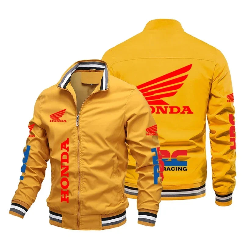45472 New Honda Motorcycle Men's Jacket Honda Print Bomber Jacket Casual Trendy Baseball Uniform Men's Women's Motorcycle Jacket
