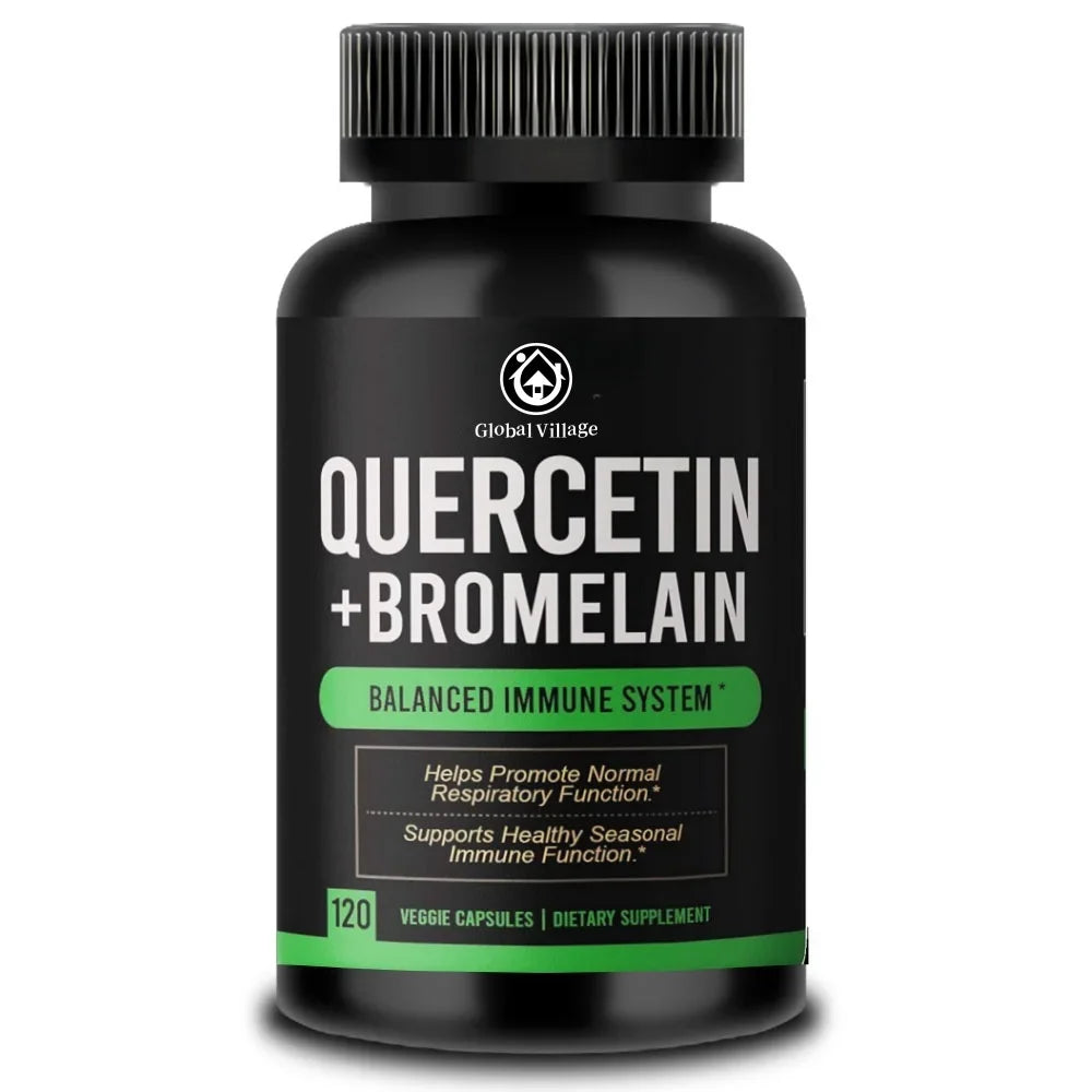 Quercetin with Bromelain Supplement -120 Vegetarian Capsules - Bioflavonoids Quercitin Complex for Immune Support & Respiratory