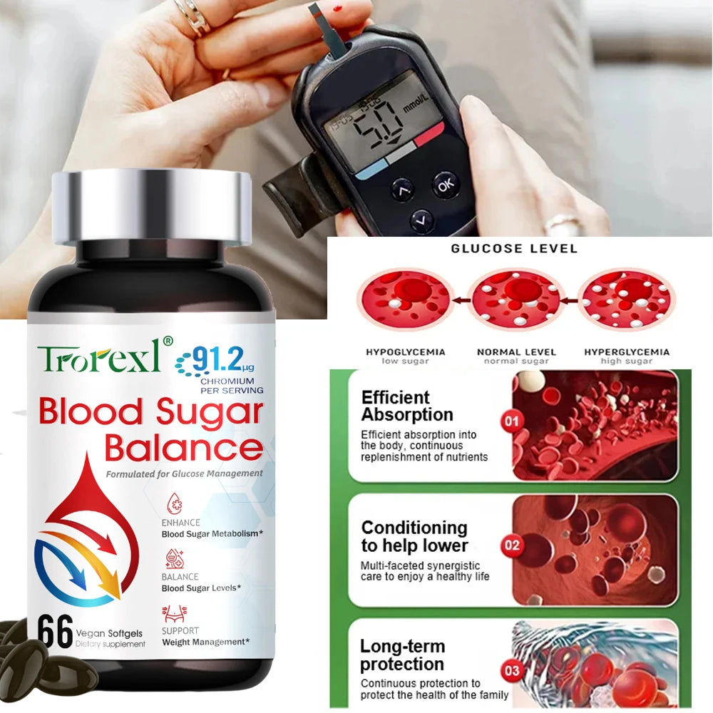 Diabetes Capsules for Heart&Cardiovascular Health Support Blood Sugar Balance Insulin Maintain Sugar Metabolism Blood Sugar Pill