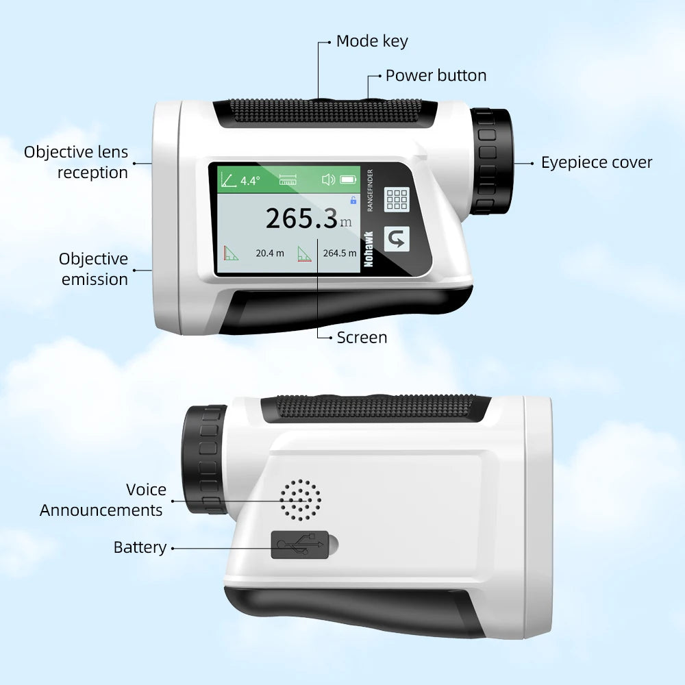 Golf Rangefinder with Slope Laser Range Finder with Touch Screen Flag Locking Vibration Ideal Golf Accessories for Golfers