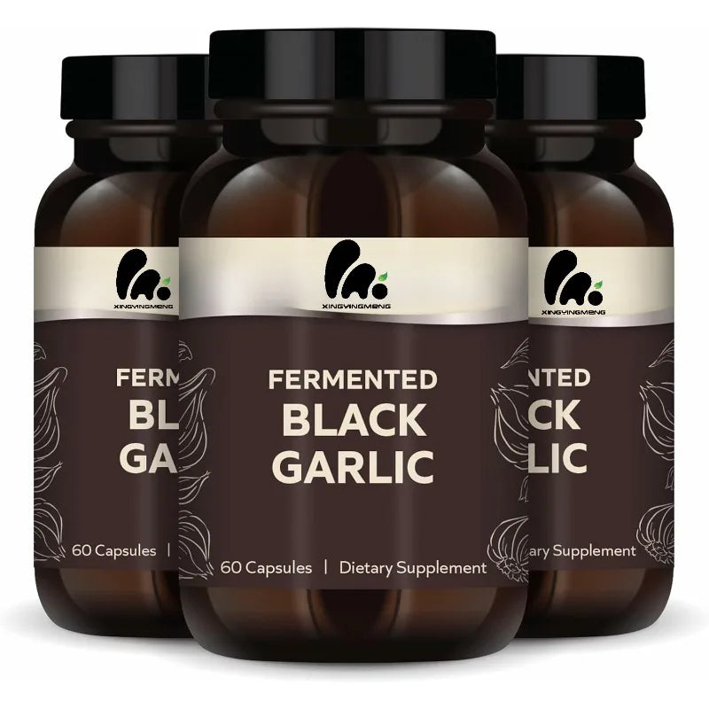 Natural black garlic 60 capsules, dietary supplement, supports immune health, non GMO