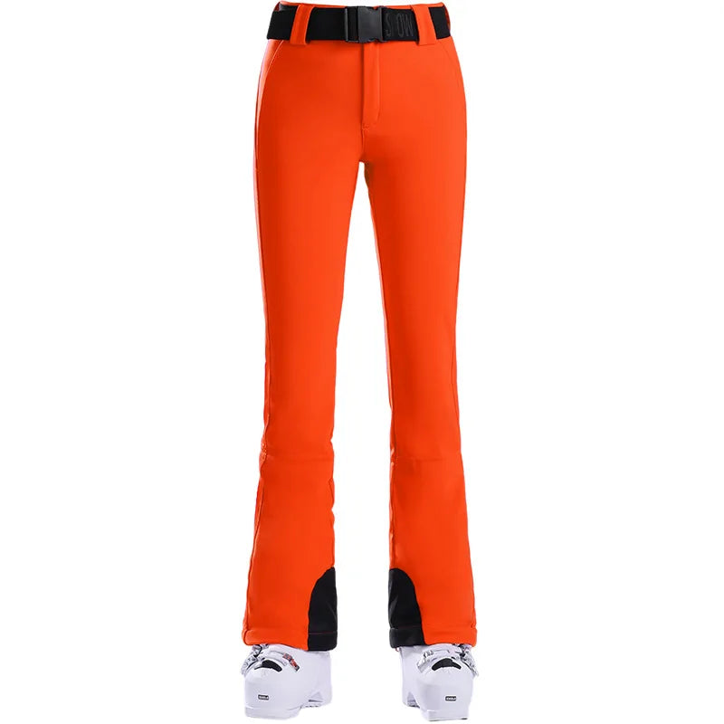Ski pants New women's double-board 스노우보드복 slimming windproof waterproof thickened warm and elastic sports snow pants