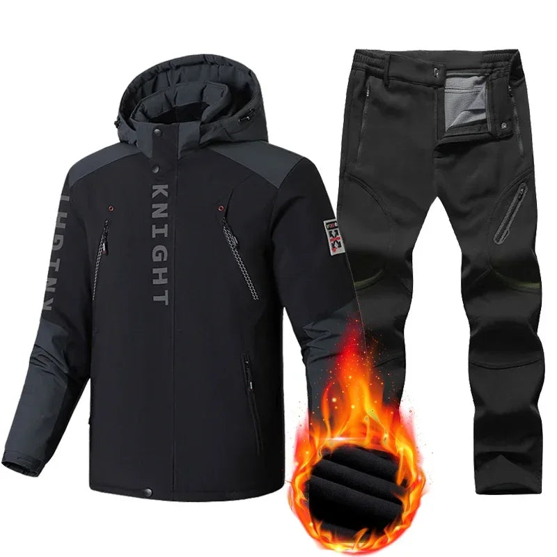 Winter Ski Suit Men Snow Parkas Super Warm Windproof Outdoor Sports Skiing Fleece Jackets and Pants Male Snowboard Wear Overalls