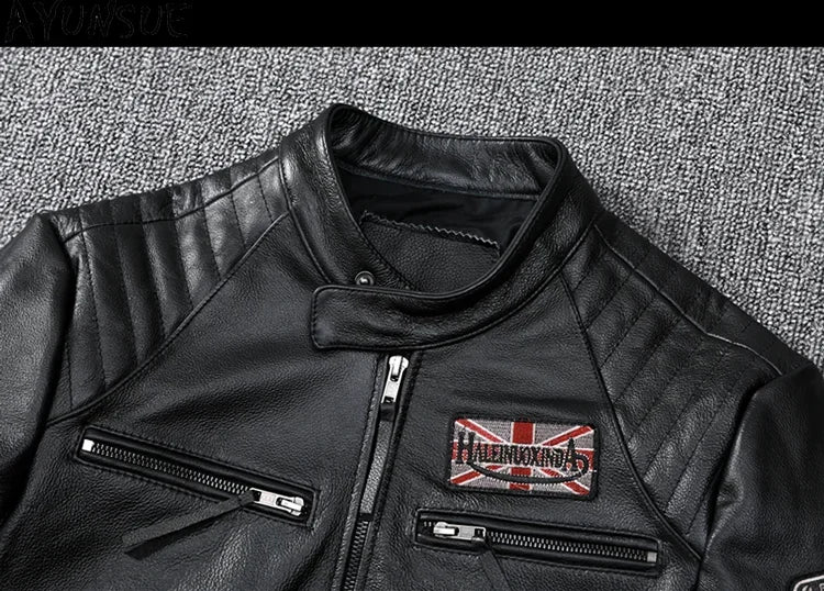 Mens Leather Jacket Autumn Men Clothing Handsome Motorcycle Jackets Two Colors Short Coats Kurtka Męska Skórzana Slim