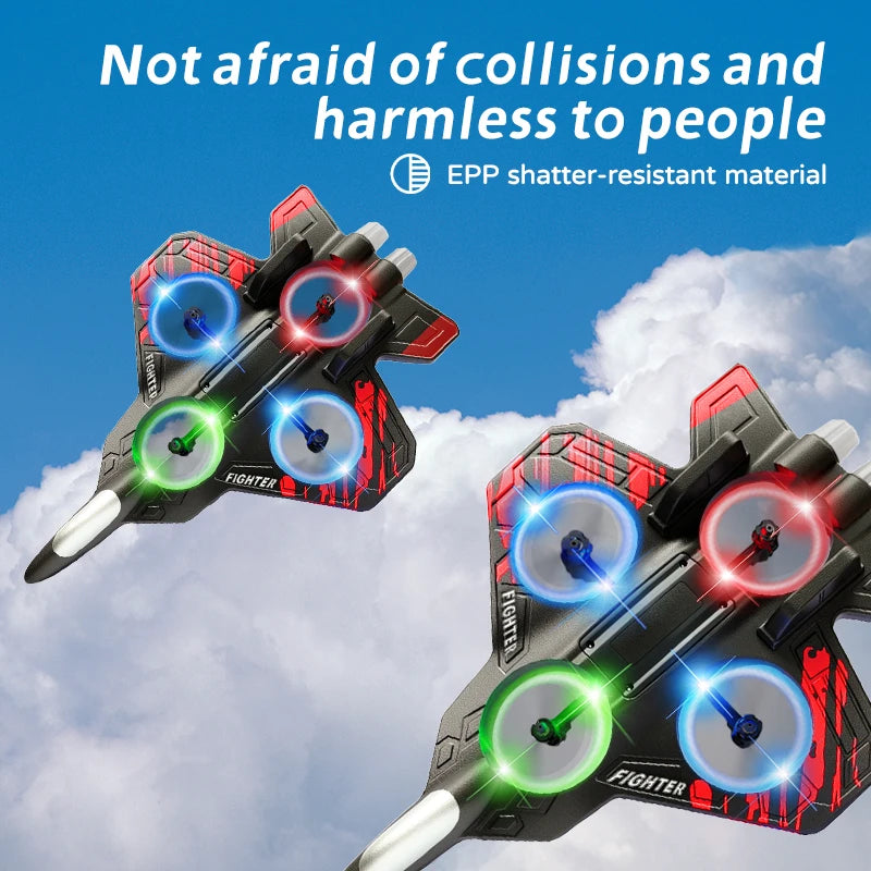 L101 RC Foam Airplane Mini Drone 2.4G Fighter Stunt Helicopter 360° Flip Remote Control Aircraft LED Colored Lights Quadcopter