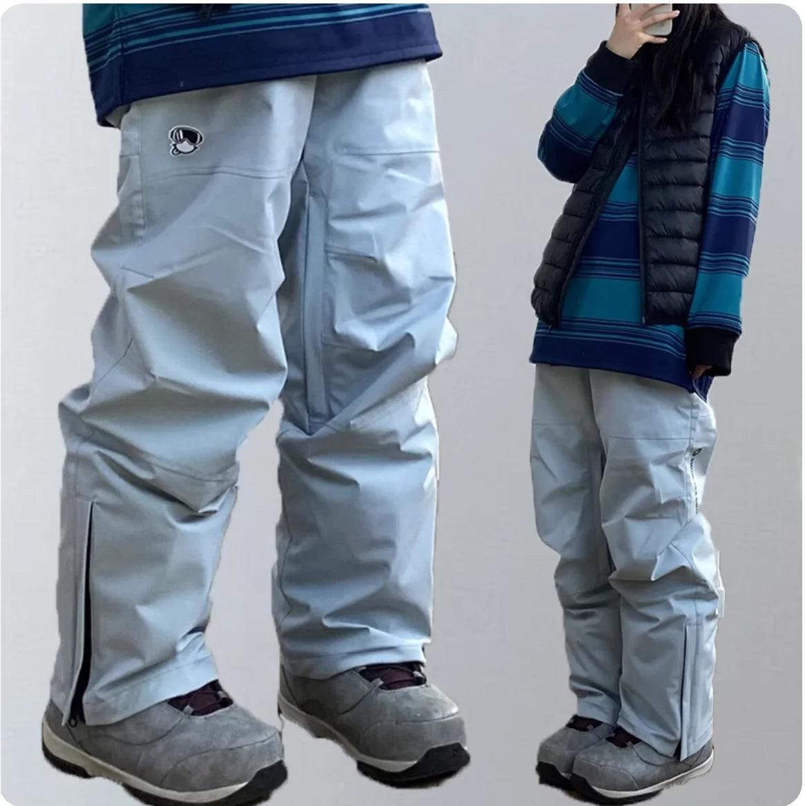 John Snow 2025 Unisex 3L Snow Pants Waterproof Windproof Insulated Cargo Wide-Leg Ski Pants for Men & Women Outdoor Snow Sports