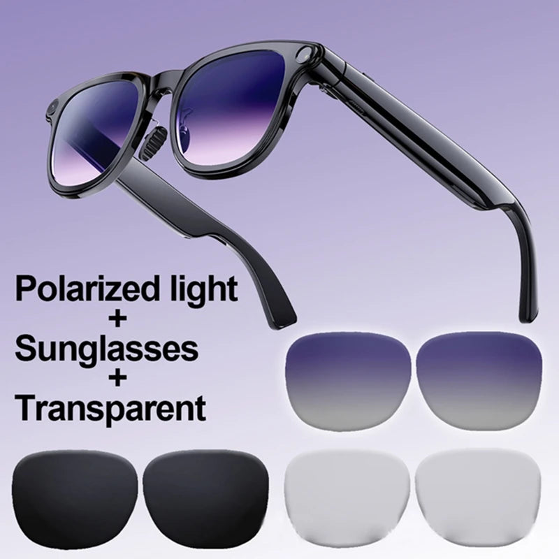 Lenovo 8K AI Smart Glasses With 100MP Camera Chat GPT Touch Sport Sunglasses Bluetooth Call Video Music Player For Men Women