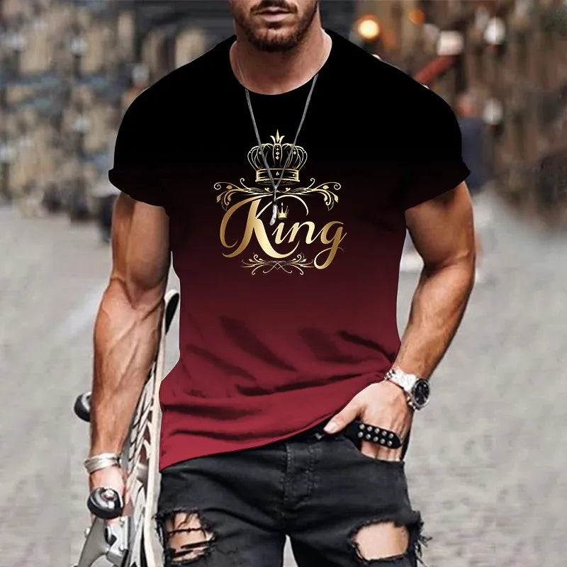 New Summer Hot Sale 3D Men's Gradient T-Shirt Harajuku Designer Casual Short Sleeve Tops T-Shirt Oversized Men's Clothing