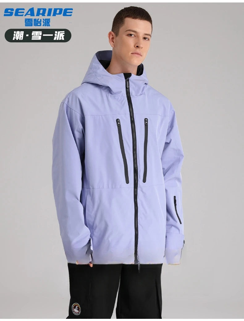 SEARIPE Winter Men Women Hooded Ski Jacket Waterproof Breathable Warm Snowboarding Coats Male And Female Outdoor Skiing Tops