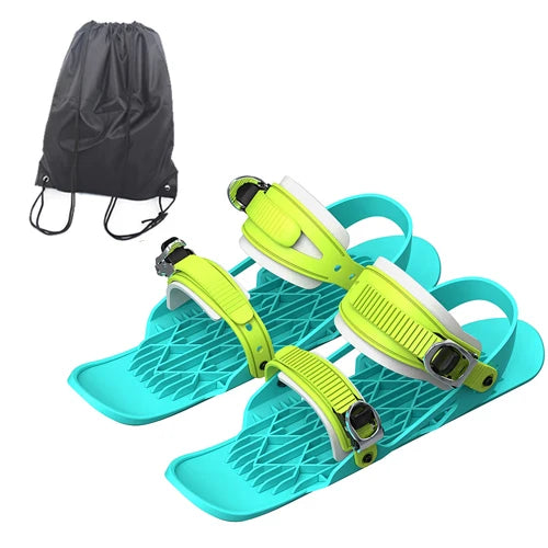 1 Pair Snow Skates for Adults, Mini Short Skiboard Snowblades with Adjustable Bindings, Portable Snow Skiing Boarding Shoes Men