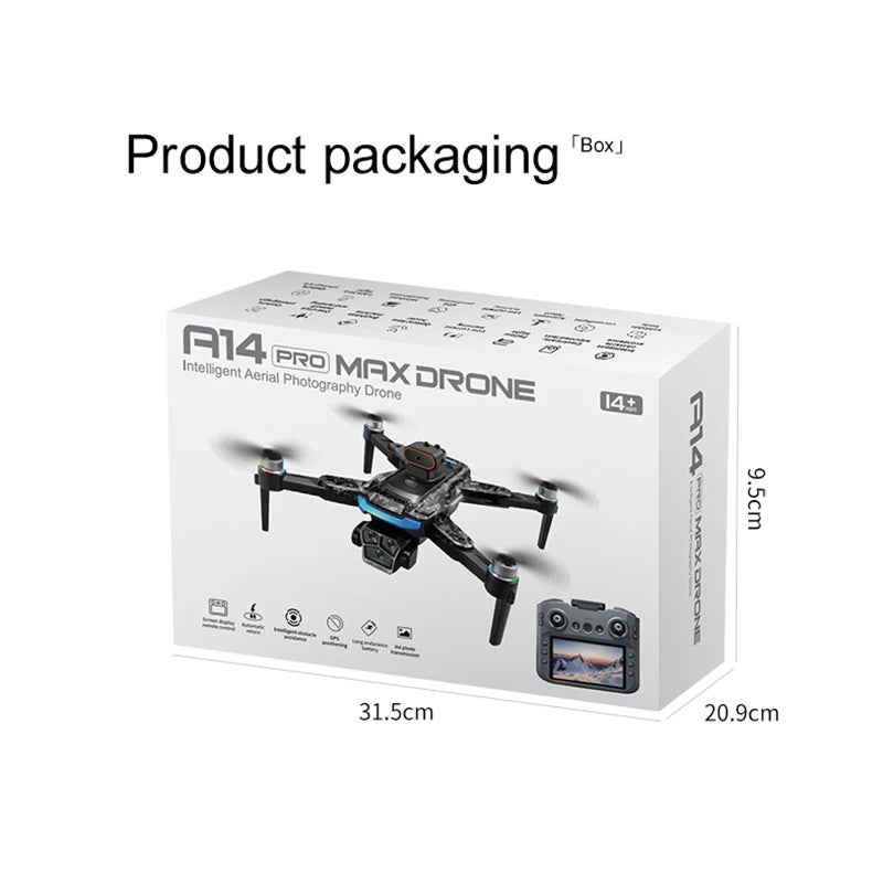 Upgrade A14 Pro Max Drone Aerial 8K HD Dual-Camera 5G WIFI GPS Brushless Motor Optical Flow Obstacle Avoidance RC Drone 10000M