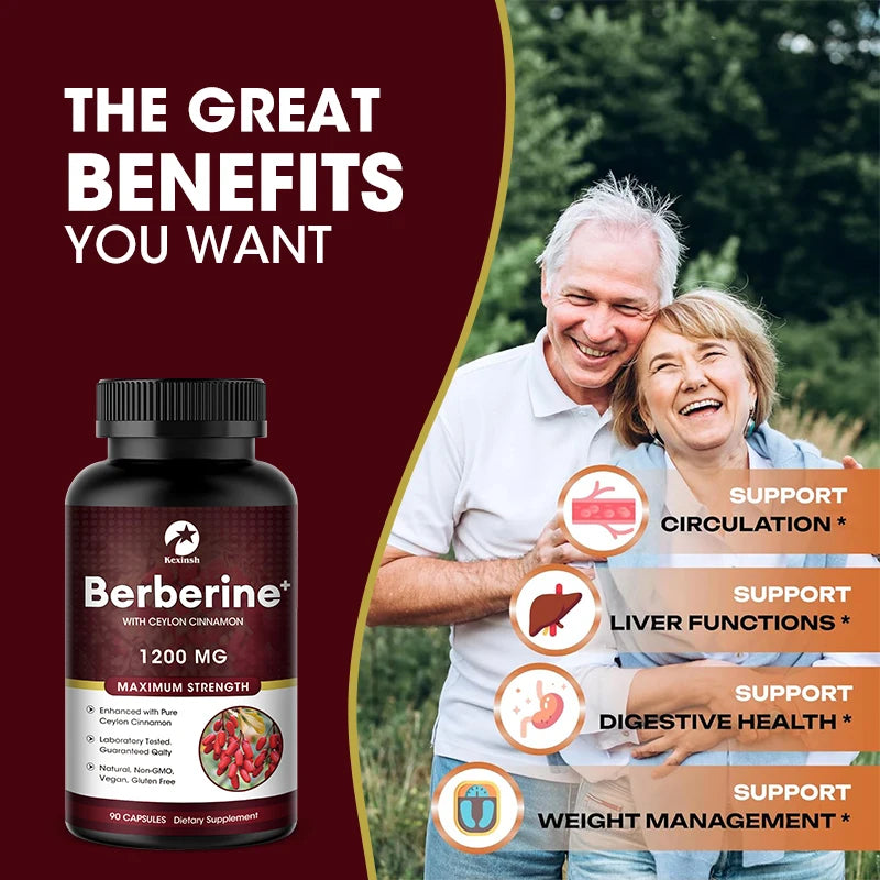 Top Factories Berberine Capsules 1200mg Natural Vegan Supports Heart Health Immune System Liver Health Digestion and Weight Loss