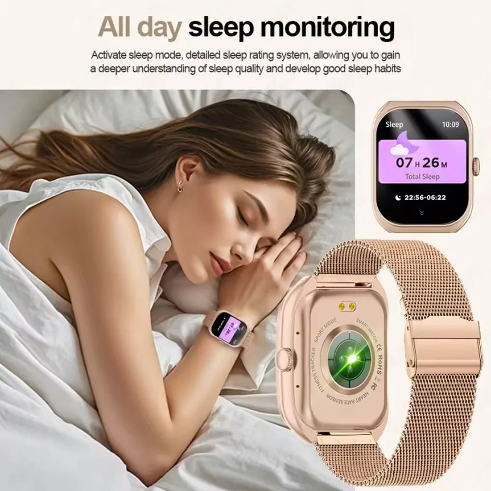 2026 New Bluetooth Call Smart Watch Women Customisable Dials Waterproof Sports Fitness Tracker Fashion Ladies' Smartwatch+Box