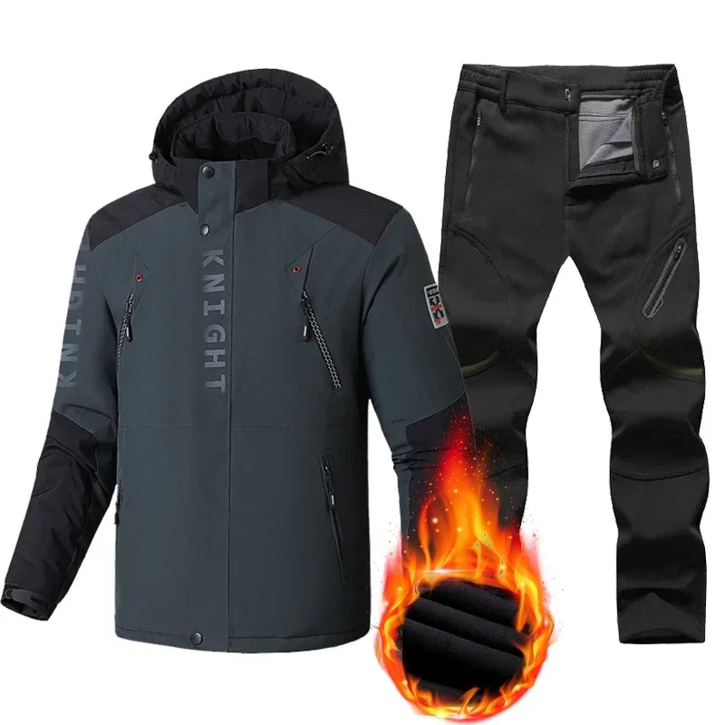 Winter Ski Suit Men Snow Parkas Super Warm Windproof Outdoor Sports Skiing Fleece Jackets and Pants Male Snowboard Wear Overalls