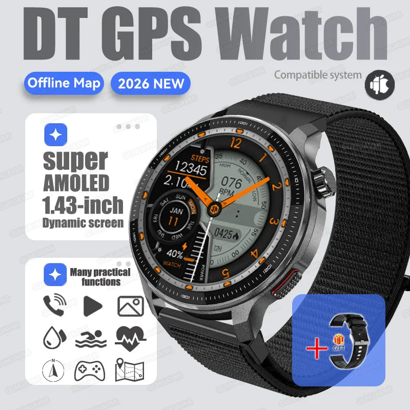 NEW 4G Memory GPS Offline Map Position Smart Watch Built-in App Market Game Compass Waterproof Swim Watches Sports Fashion Watch