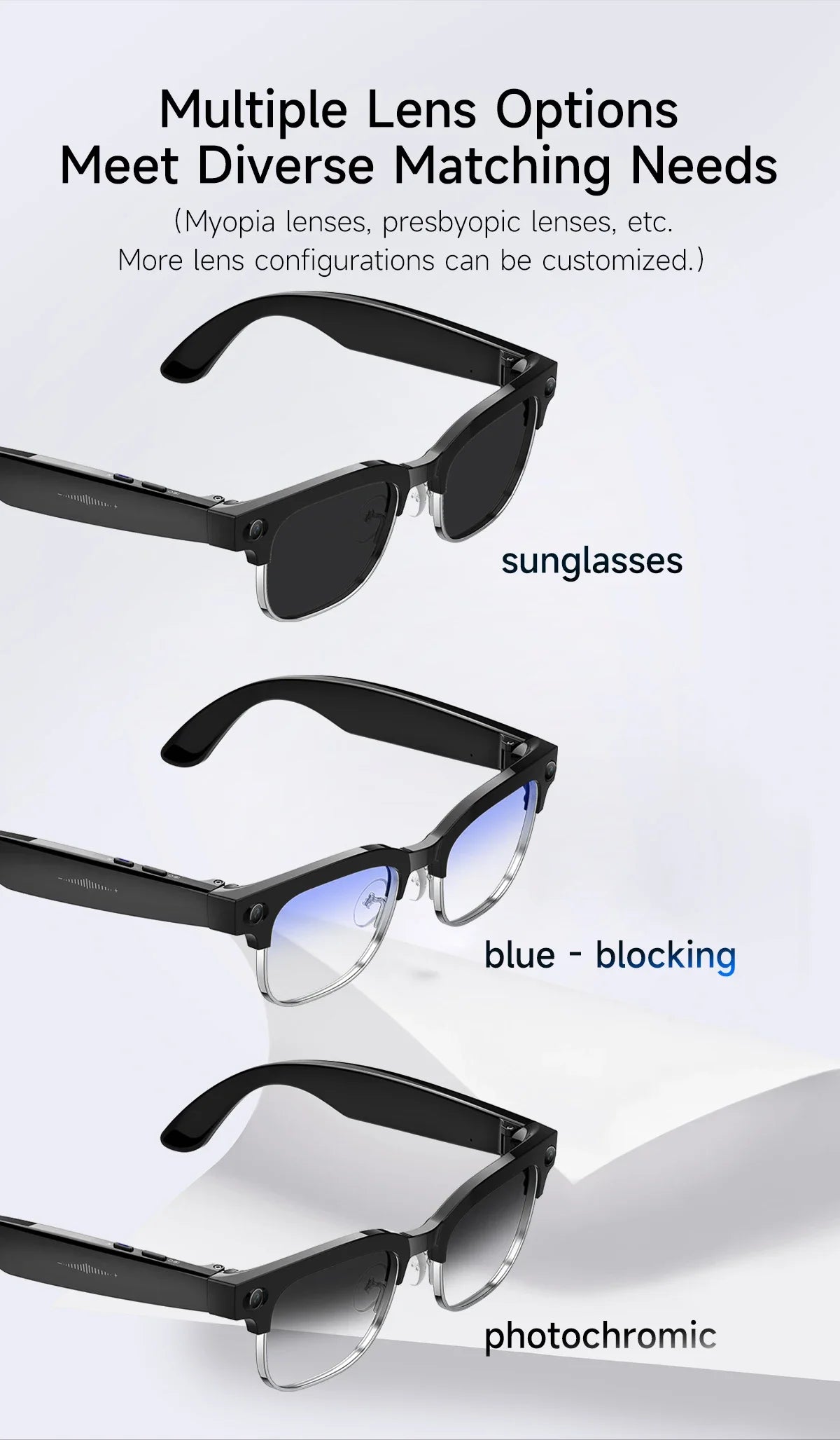 New 1080P Anti-shake Video Recording 800W HD Smart Glasses Men 100+Language Translation WIFI Transmission Call AI Chat Glasses