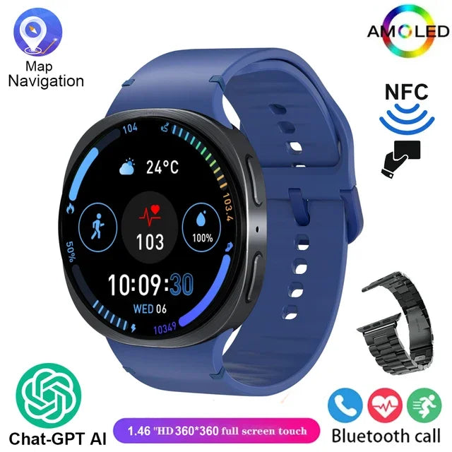 2026 New Men Watch 8 GPS Smart Watch 1.46inch AMOLED Health Sports Tracker Heart Rate NFC Bluetooth Call Waterproof Smartwatch