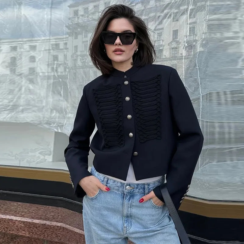 Chic Fur Patchwork Women's Jacket Full Sleeve Single-Breasted O-Neck Loose Lady Jackets 2026 Spring New Female Street Coats New