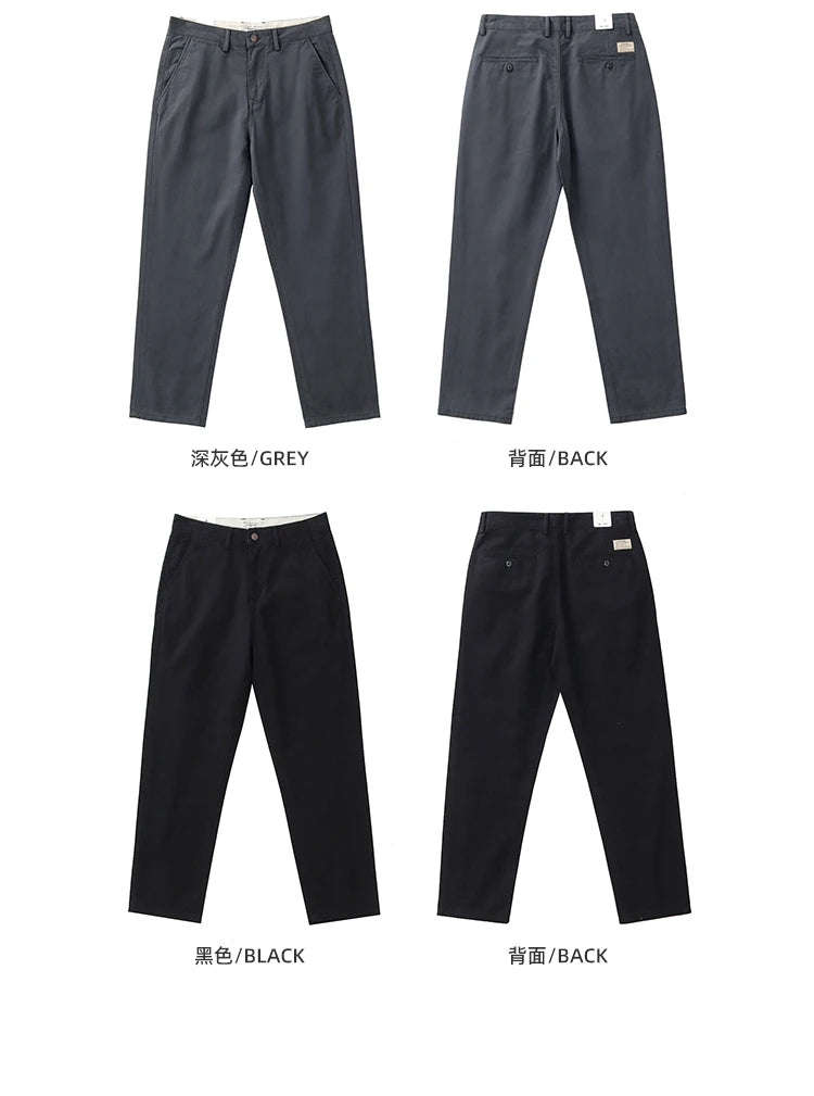 Straight pants American casual Chino cargo retro simple beige white khaki cotton casual pants for men