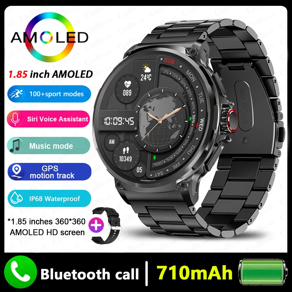 2025 New Military GPS V69 Smart Watch Men 1.85 inch 710 mAh Heart Rate GPS Sports IP68 Waterproof Bluetooth Talk  Smartwatch Man