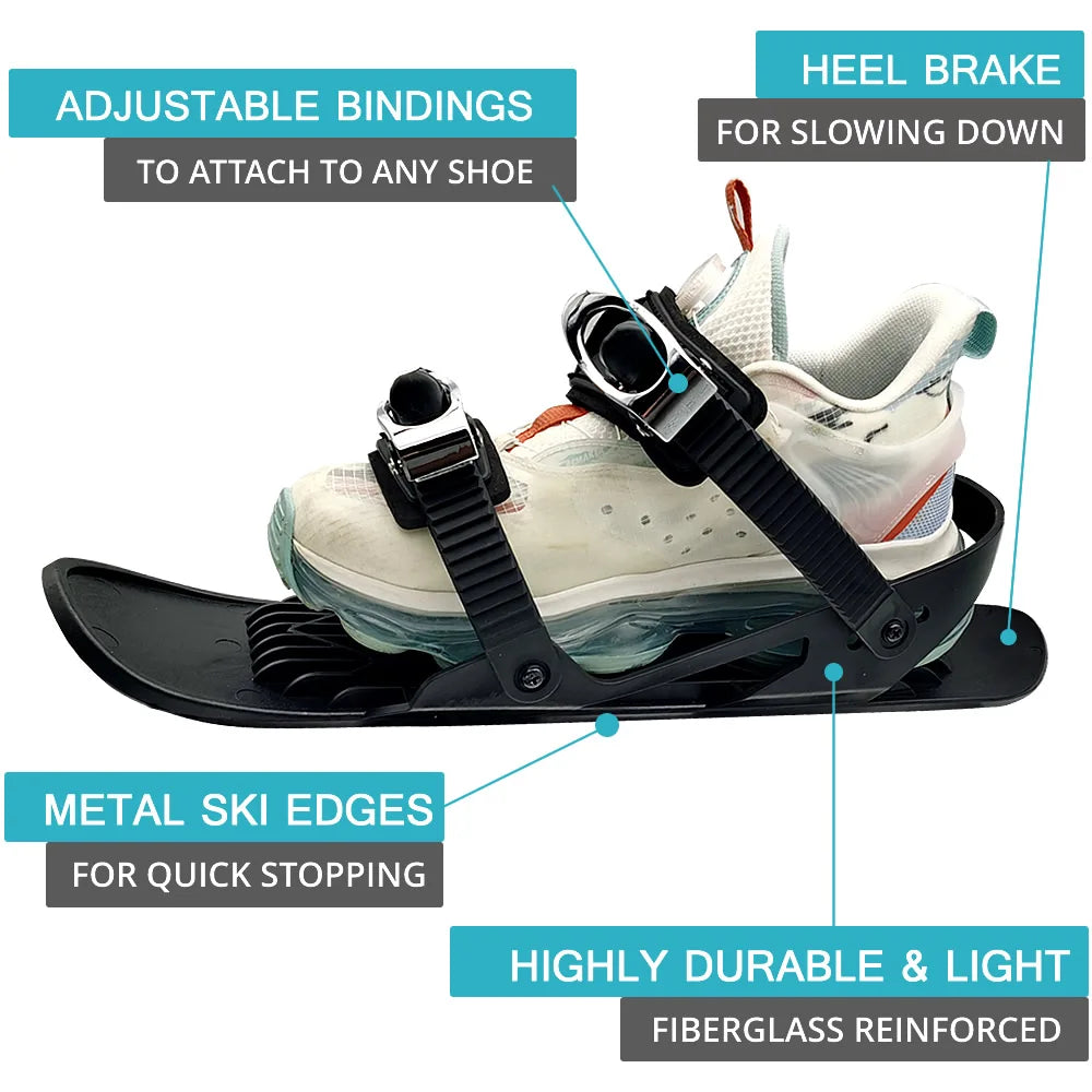 1 Pair Snow Skates for Adults, Mini Short Skiboard Snowblades with Adjustable Bindings, Portable Snow Skiing Boarding Shoes Men