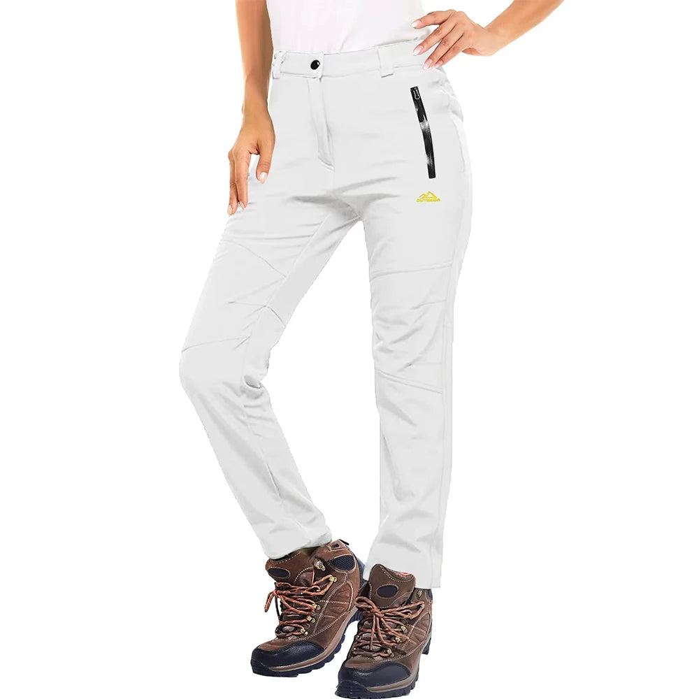 MAGCOMSEN Women's Ski Pants Winter Fleece Lined Waterproof Warm Snow Trekking Hiking Pants Outdoor Trousers Female