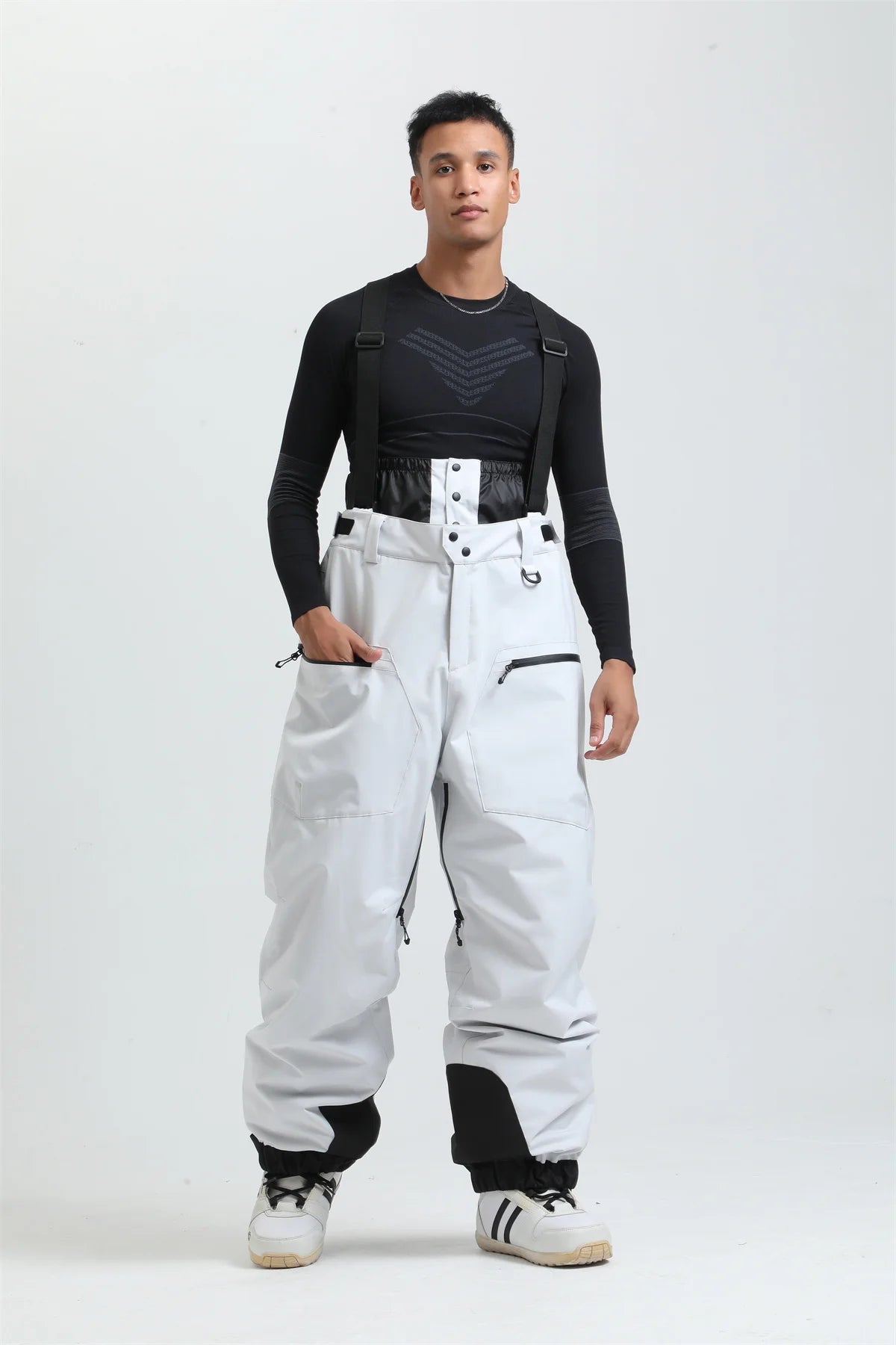 Gsou Outdoor Sport Mountain Female Ski Pants Winter Waterproof Men Women Snowboard Overalls Suspender Snowpants Warmth -40 degre