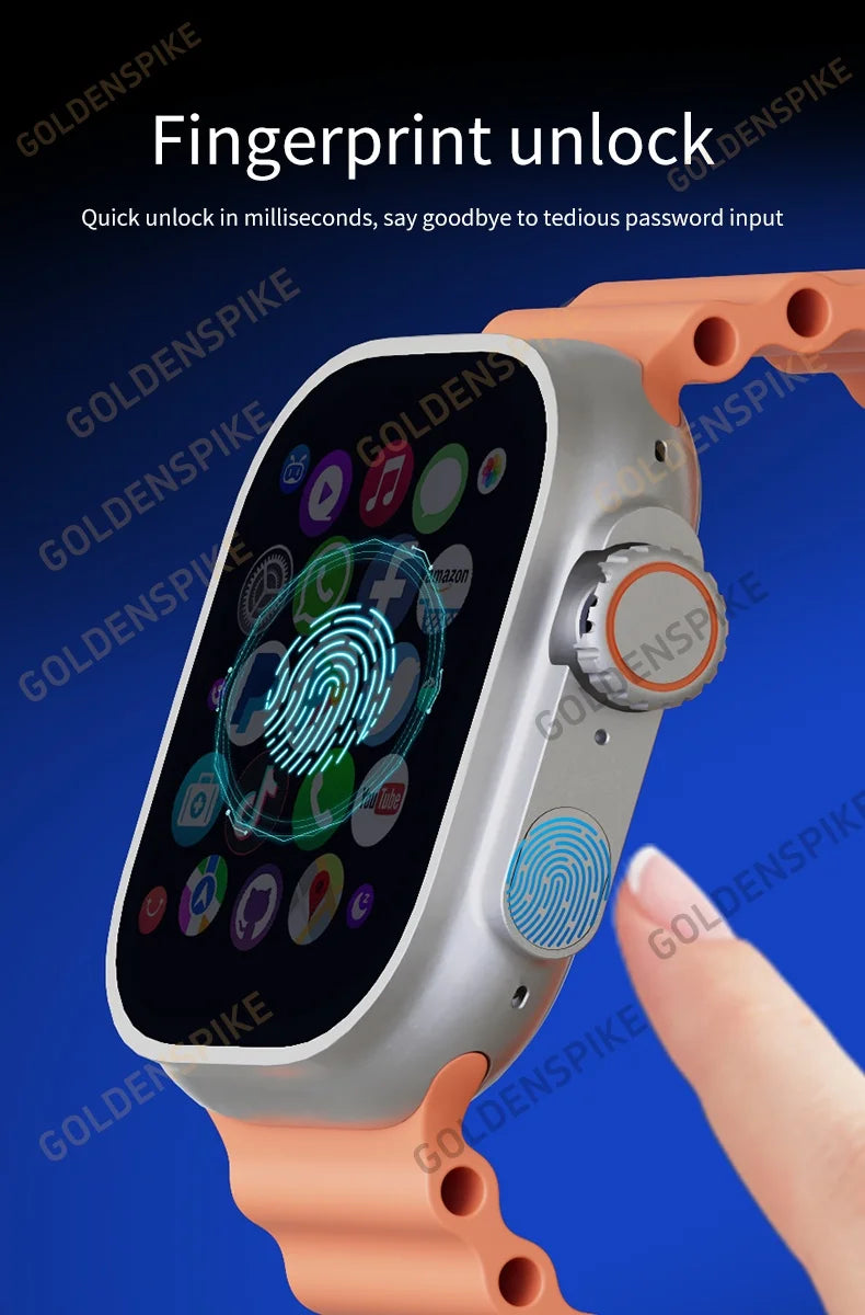 DW100 Pro Android Smartwatch Fingerprint Unlock Control Smart Watch 256GB ROM Free Download App WIFI GPS Camera 2.29inch Amoled