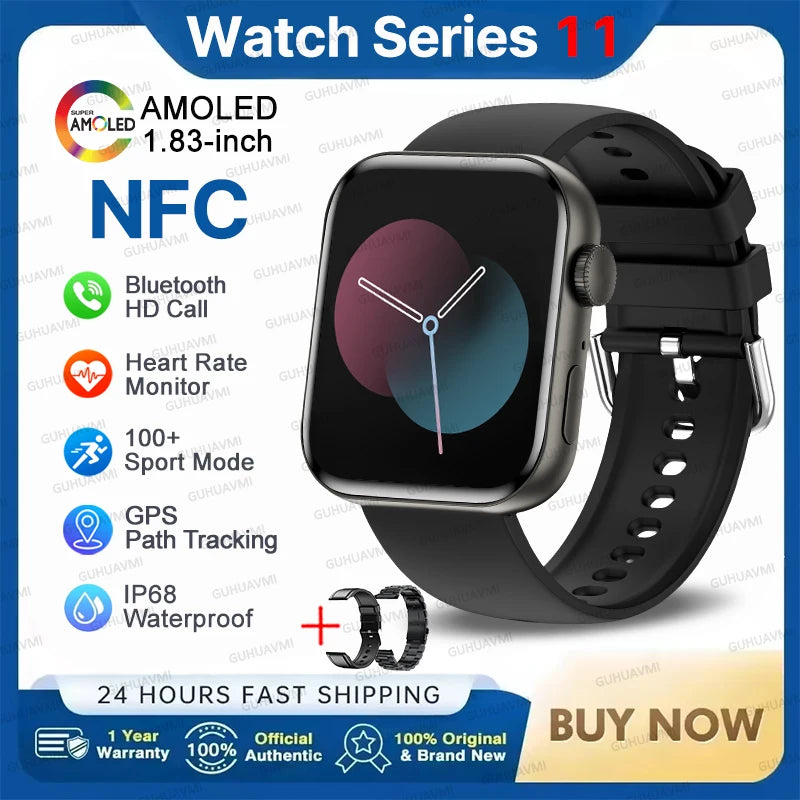 2026 New For iOS Watch Series 11 Smart Watch Ultra HD AMOLED GPS NFC Heart Rate IP68 Waterproof Sport Fitness Call Smartbracelet
