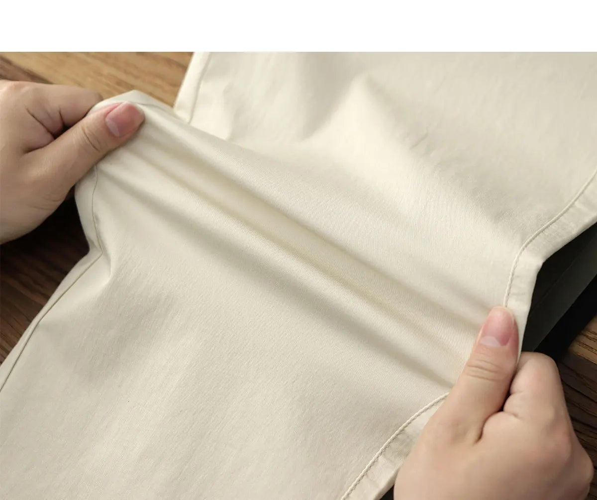 Summer thin straight leg pants American retro Chino simple beige white elastic black casual pants men