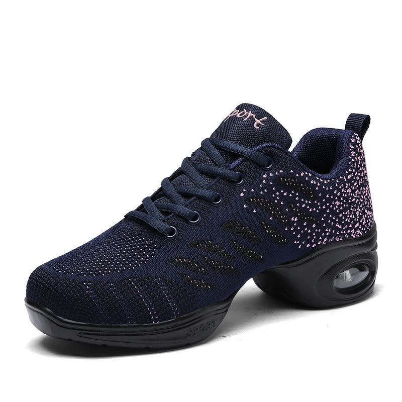 Breathable Dance Sneakers Woman Man Black Red Air Mesh Split-sole Square Dance Salsa Dancing Shoes Girls Ladies Sports Shoes