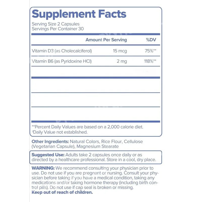 Women Vitamin Supplement with Vitamin D3 B6 Menopause Use Helps Relieve Night Sweats Mood Swings Health Food Supplement