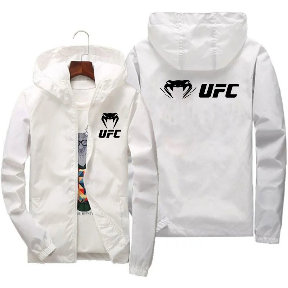 2025 UFC Fighting Logo Breathable Fashion Fitness Zipper Jacket Casual High Quality Hooded Baseball Jacket Outdoor Sports Jacket