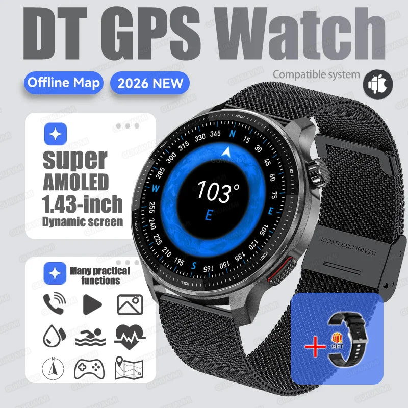 NEW 4G Memory GPS Offline Map Position Smart Watch Built-in App Market Game Compass Waterproof Swim Watches Sports Fashion Watch