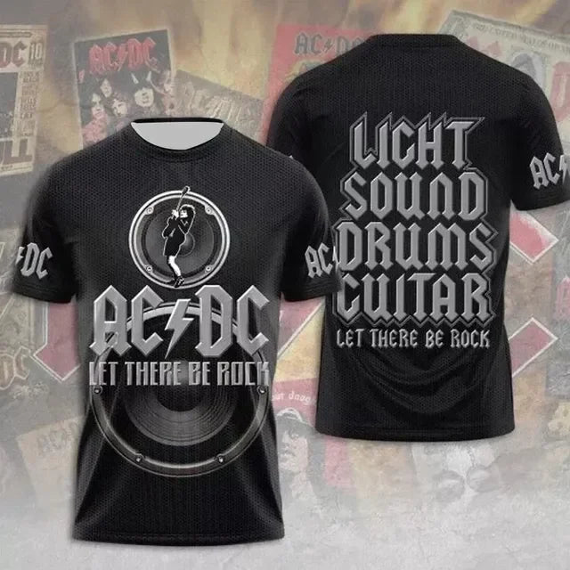 Men's Rock Band T-shirt Summer Trend Street Round Neck Short Sleeved Tops Loose Unisex Clothing