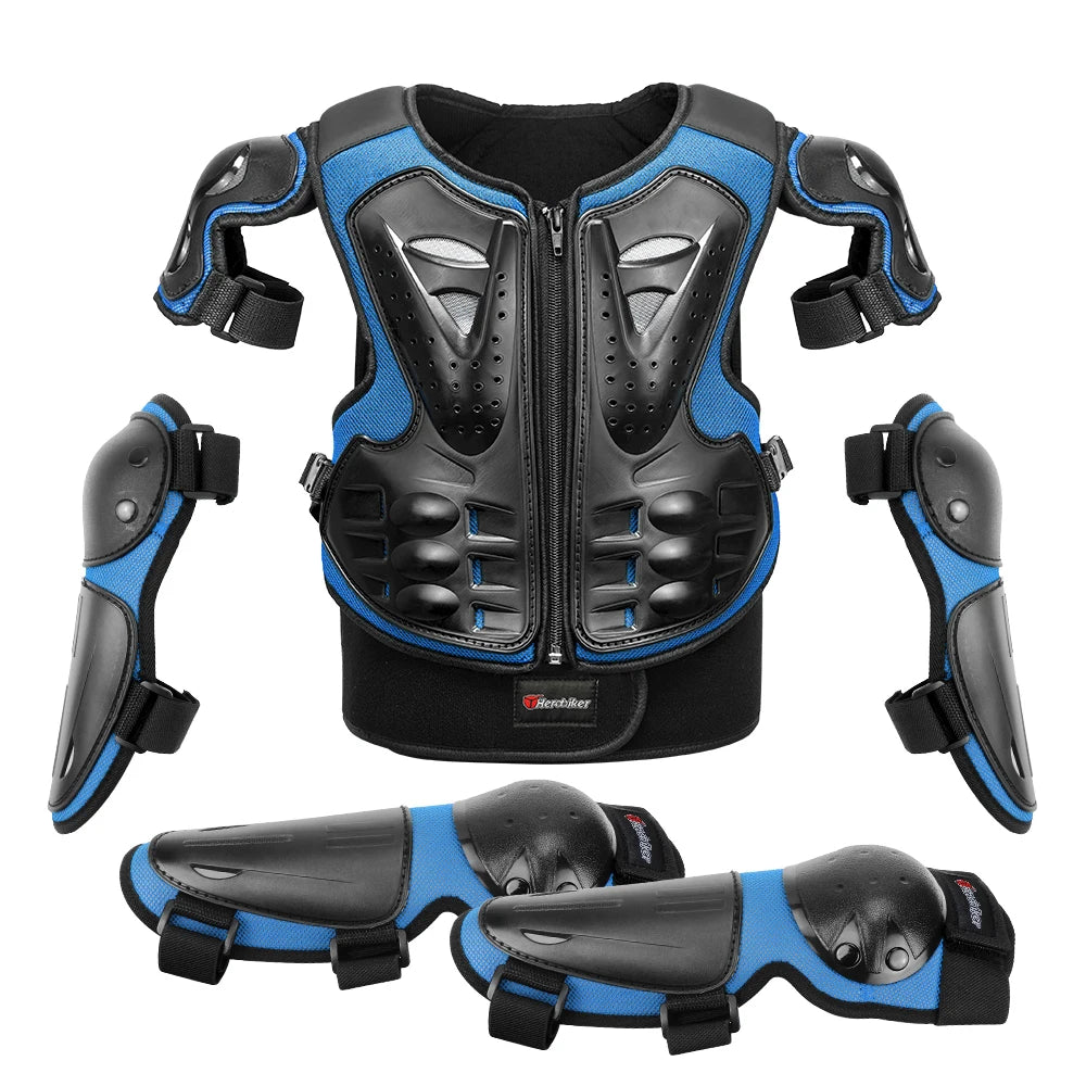 Kid's Motorcycle Armor Vest Protection Motocross Body Armor Jacket Protective Armors Riding Kneepads Moto Full Armor Children