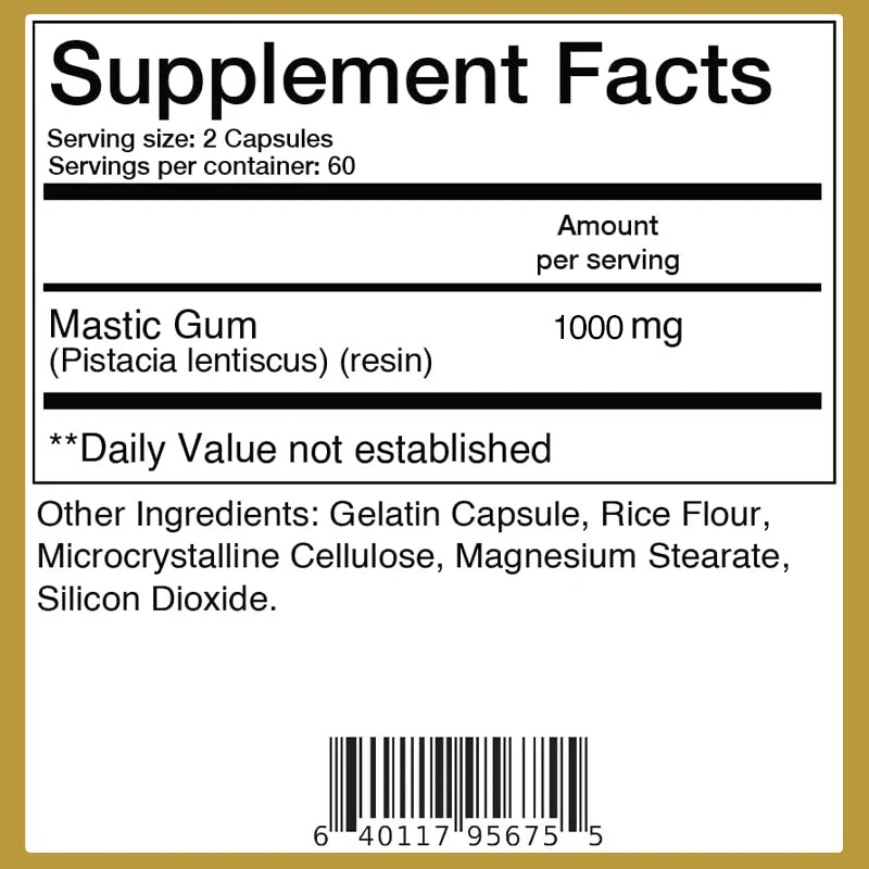 Mastic Gum Supplement - Improves Digestion, Gut and Cardiovascular Health